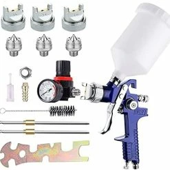 Best deal ???? Auto Paint Spray Gun Kit: HVLP Gravity Feed Spray Gun With 1.4mm 1.7mm 2.5mm Nozzles, Air Spray Gun With 1000cc Aluminum Cup & Gauge For Auto Paint, Primer, Clear/Top ???? Coat & Touch-Up Blu ???? -Wagner Shop 51u0z4p0g0L. AC