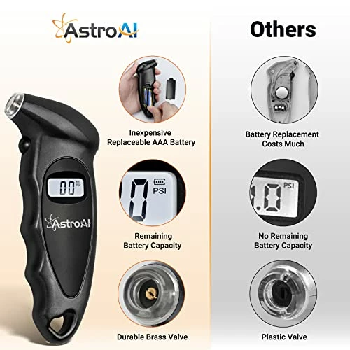 New ⭐ Digital Tire Pressure Gauge With Replaceable AAA Batteries, 150 PSI 4 Settings Stocking Stuffers For Car Truck Bicycle Backlit LCD Non-Slip Grip Car Accessories, Black ???? 4 New ⭐ Digital Tire Pressure Gauge With Replaceable AAA Batteries, 150 PSI 4 Settings Stocking Stuffers For Car Truck Bicycle Backlit LCD Non-Slip Grip Car Accessories, Black ???? - Image 2