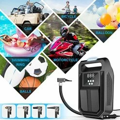 Discount ???? Tire Inflator Portable Air Compressor 12V DC Car Air Pump With Digital Display, LED Light, Auto Shut Off Function, Set Of Nozzle Adaptors For Car, Motorcycle, Bicycle, Ball, And Other Inflatables Black ????
