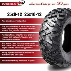 Coupon ???? Set 4 WANDA ATV/UTV Tires 25x8-12 Front & 25x10-12 Rear /6PR Bighorn Style 10375/10376 ????