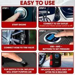 Best Pirce ❤️ FORTEM Tire Inflator Portable Air Compressor 150 PSI, Bike Pump, 12V Electric Air Pump For Car Tires And Bicycles W/LED Light, Digital Tire Pressure Gauge W/Auto Pump/Shut Off, Carrying Case (Red) ✨ 14 Best Pirce ❤️ FORTEM Tire Inflator Portable Air Compressor 150 PSI, Bike Pump, 12V Electric Air Pump For Car Tires And Bicycles W/LED Light, Digital Tire Pressure Gauge W/Auto Pump/Shut Off, Carrying Case (Red) ✨ -Wagner Shop 61QWfilmQCL